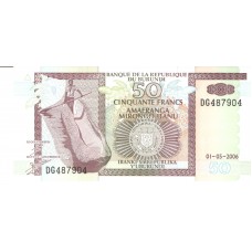 Cédula 50 Francs Burundi Série DG487904