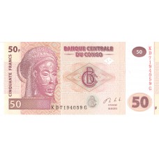Cédula 50 francs Du Congo  Série KD7194059G