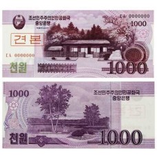 Cédula 1000 Won 2008 Specimen FE Coréia do Norte