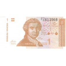 Cédula 1 Dinar Croácia FE Série F2613968