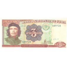 Cédula 3 Pesos Cuba Ernesto Guevara FE Série 689725