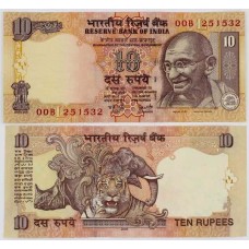Cédula 10 Rupees 2006 Ghandi  Índia FE