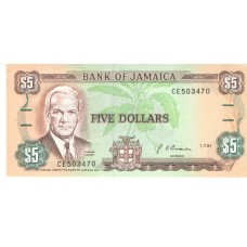 Cédula 5 Dollares Jamaica FE CE503470