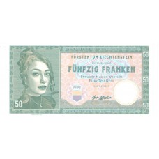 Cédula Liechtenstein, 50 Francs, 2019 Edição Privada, Specimen > Girl with a pendant