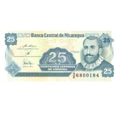 Cédula 25 Centavos de Cordobas Nicarágua FE 