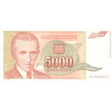 Cédula 5000 Dinaras  Iugoslávia - Série AC0888271