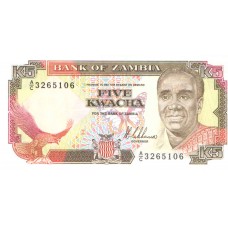 Cédula 5 Kwacha Zâmbia FE