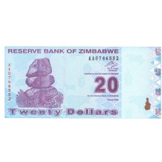 Cédula 20 Dollars Zimbabwe Serie AA0746552