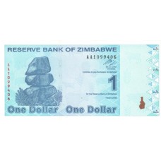 Cédula 1 Dollars Zimbabwe Serie AA1099406