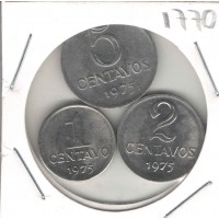 Moeda 1,2 e 5 Centavos 1975 ls1770