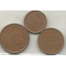 Set de Moedas  1 2  e 5 Cents Euros Espanha 1999