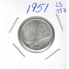 Moeda 10 Liras 1951 - Itália