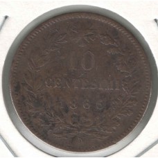 Moeda 10 centisimi 1866-N Itália LS1579