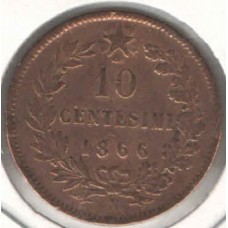 Moeda 10 centisimi 1866 Itália LS 858