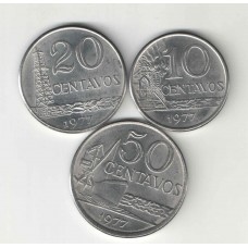 Moedas 10 / 20 e 50 Centavos 1977