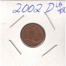 Moeda 1 Cents Euro 2002 D Alemanha