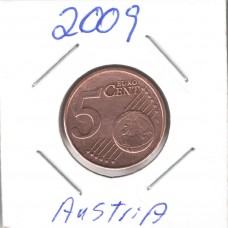 Moeda 5 Cents Euro Áustria 2009