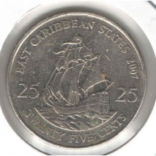 Moeda 25 cents East Caribbean States 2007 ls1789