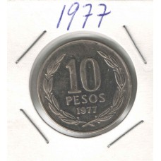 Moeda 10 Pesos 1977 Chile ls1041