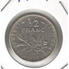 Moeda 1/2 Franco 1969 França ls1369