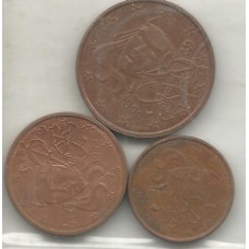 Set de Moedas  1 2  e 5 Cents Euros França 1999
