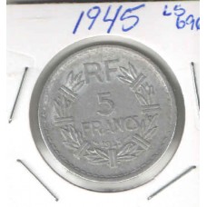 Moeda 5 Francs 1945 França ls696