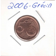 Moeda 5 Cents Euros Grécia 2006