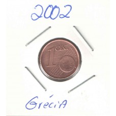 Moeda 1 Cents Euros Grécia 2002