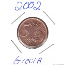 Moeda 5 Cents Euros Grécia 2002