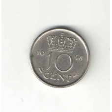 Moeda 10 Cents 1948 Holanda 
