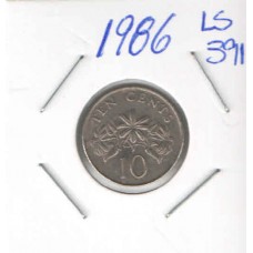 Moeda 10 Cents 1986 Singapura ls391